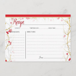 Cartes de recettes de Noël Snowy Winterberries