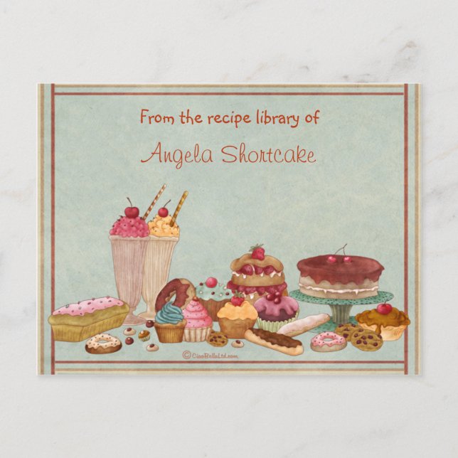 Cartes de recettes Dessert personnalisables (Devant)