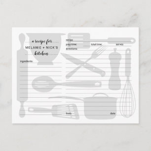 Cartes de recettes d'ustensiles de cuisine, gris n