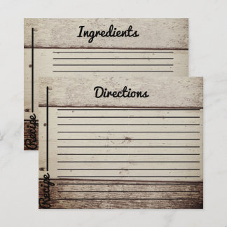 Cartes de recettes en bois rustique