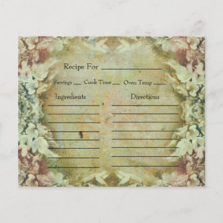 Cartes de recettes florales vintage
