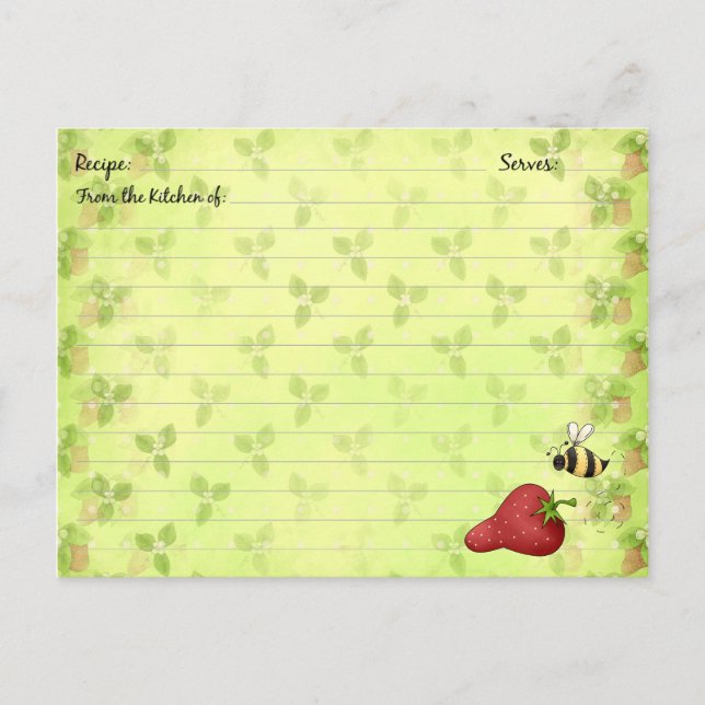 Cartes de recettes fraises (Devant)