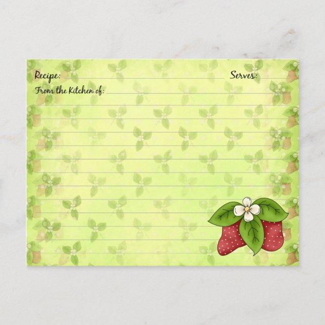 Cartes de recettes fraises (Devant)