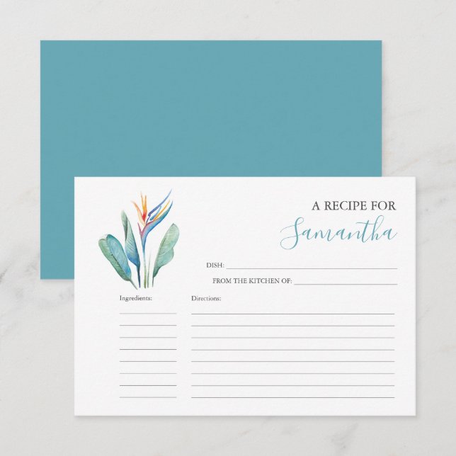 Cartes de recettes imprimables Fleurs aquarelles (Devant / Derrière)