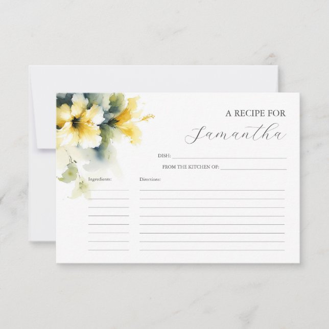 Cartes de recettes imprimables Fleurs aquarelles (Devant)
