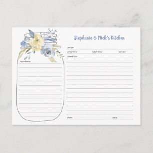 Cartes de recettes Mason Mason Floral bleu Dusty