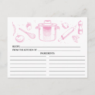 Cartes de recettes Pink Sketched Kitchen Tools
