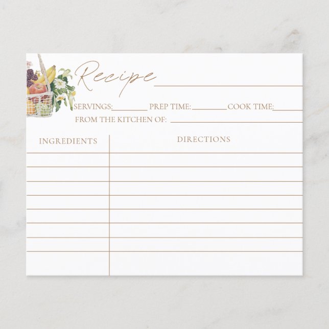 Cartes de recettes pour la fête de mariage 'Off Th (Devant)