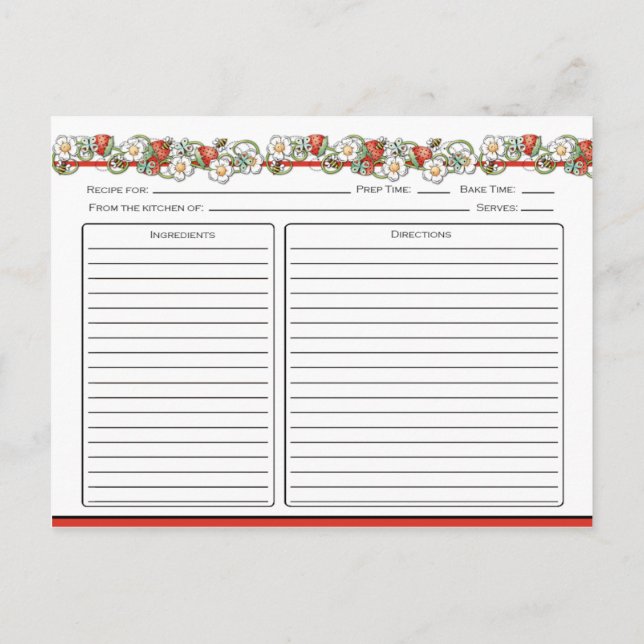 Cartes de recettes pour les fraises Lady Bugs (Dos)