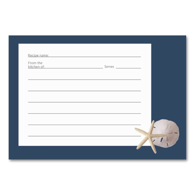Cartes de recettes Starfish et Sand Dollar (Devant)