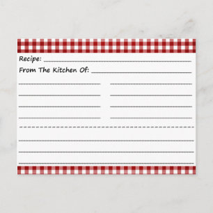 Cartes de recettes vierges : En vichy rêves
