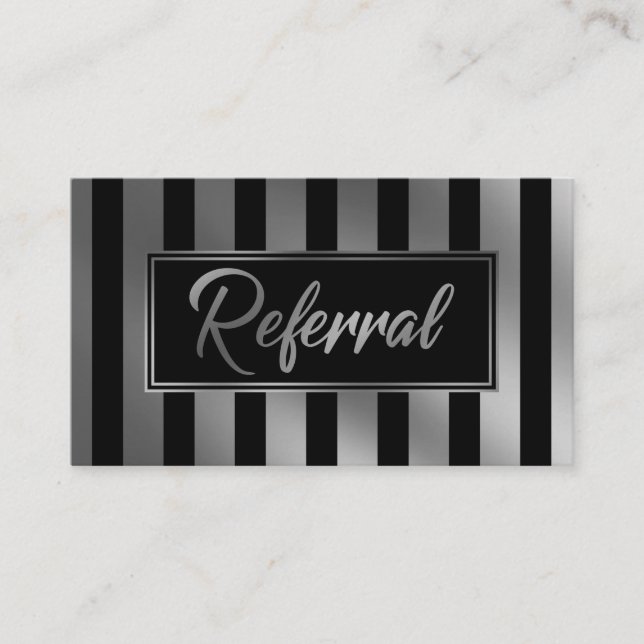 Cartes de recommandation rayées verticales argent  (Devant)