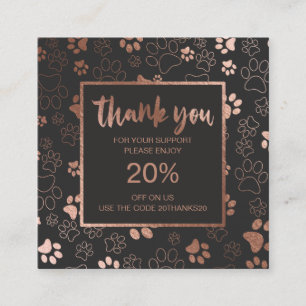 Cartes de réduction Empreinte de patte Rose Gold M