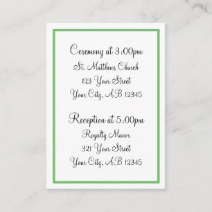 Cartes de référence de l'invité Green Outline