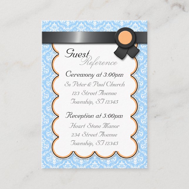 Cartes de référence de l'invité Orange & Blue Mari (Devant)