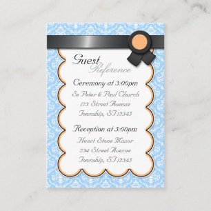 Cartes de référence de l'invité Orange & Blue Mari