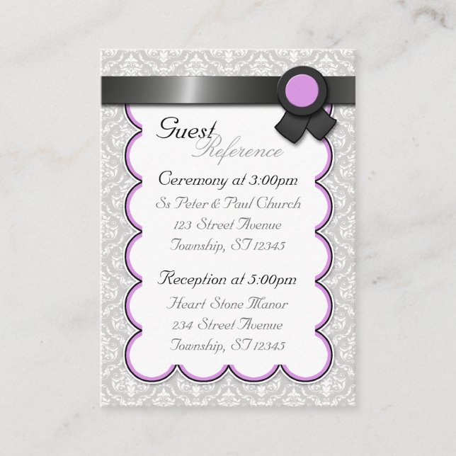 Cartes de référence pour les visiteurs de Mariage  (Devant)