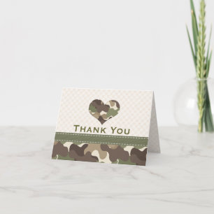 Cartes de remerciement à motif de cœur camouflé