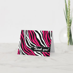 Cartes de remerciement à motif zèbre mix fuchsia