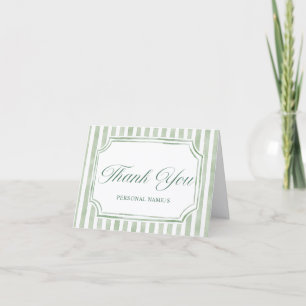 Cartes de remerciement à rayures aquarelles vert s