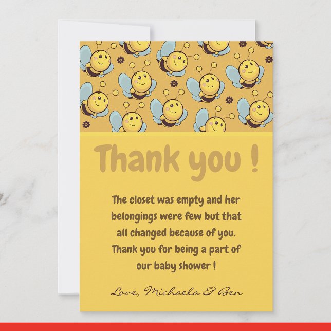 Cartes de remerciement abeille, Fête prénatale Mam (Créateur téléchargé)