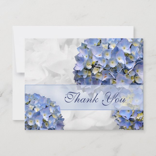 Cartes de remerciement aux hortensias bleus (Devant)