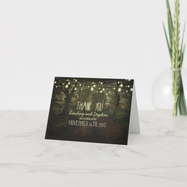Cartes de remerciement avec guirlande lumineuse ch (Devant)