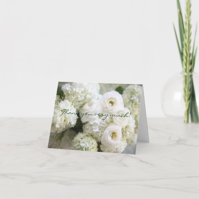 cartes de remerciement avec hortensias blancs et r (Devant)