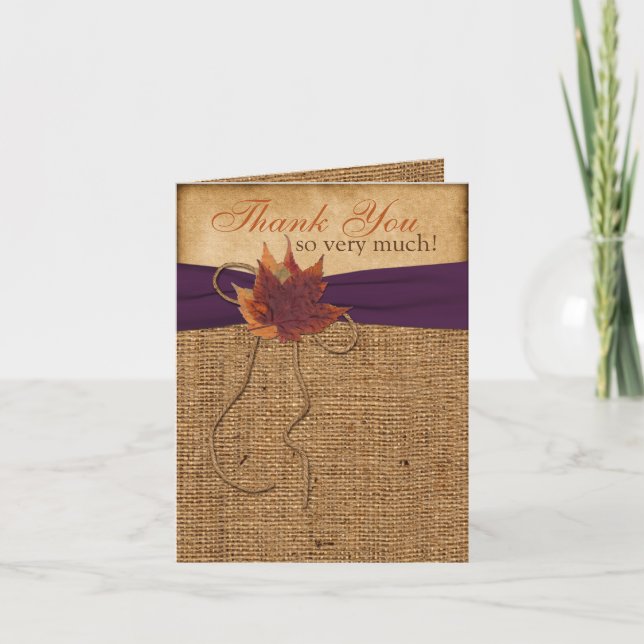 Cartes de remerciement avec photo de feuilles d'au (Devant)