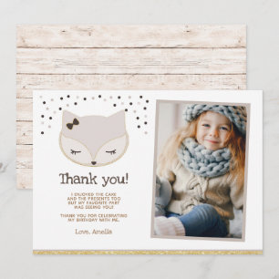 Cartes de remerciement avec photo Fox, Wonderland