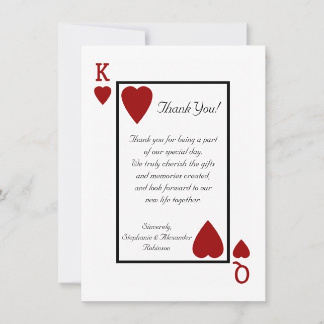 Cartes de remerciement avec roi/reine de jeu de ca (Devant)