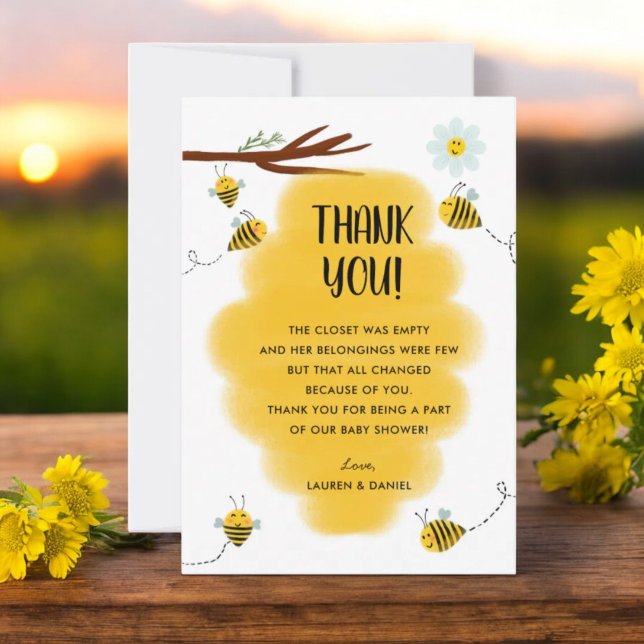 Cartes de remerciement Baby Shower thème Bumble Be (Créateur téléchargé)