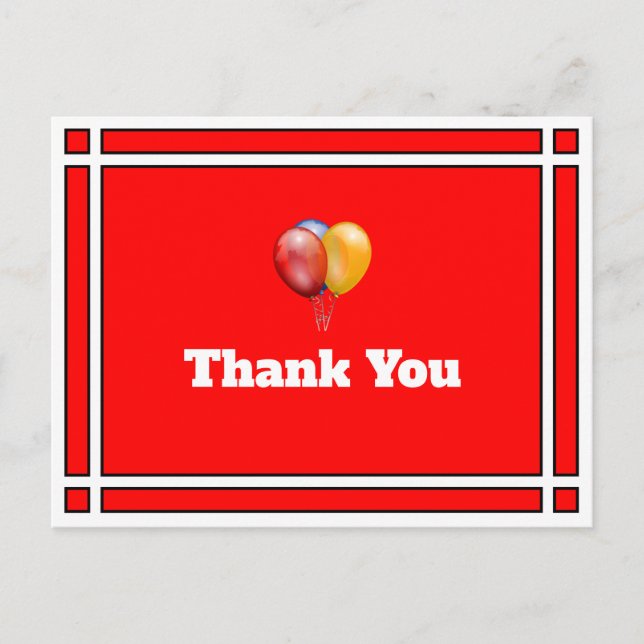 Cartes de remerciement Ballons de Anniversaire Rou (Devant)