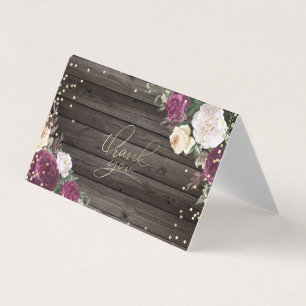 Cartes de remerciement Bourgogne Fleurs Bois Diama