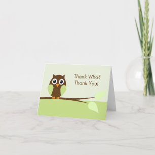 Cartes de remerciement Chouette Verte Mignonne