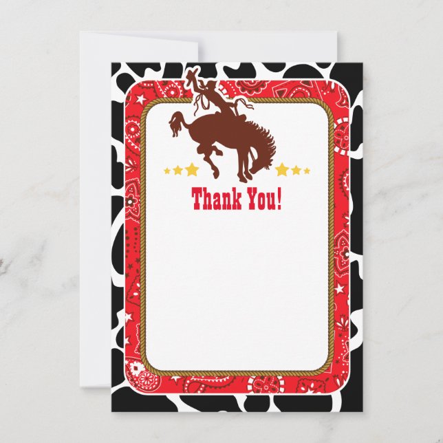 Cartes de remerciement Cowboy rouge (Devant)