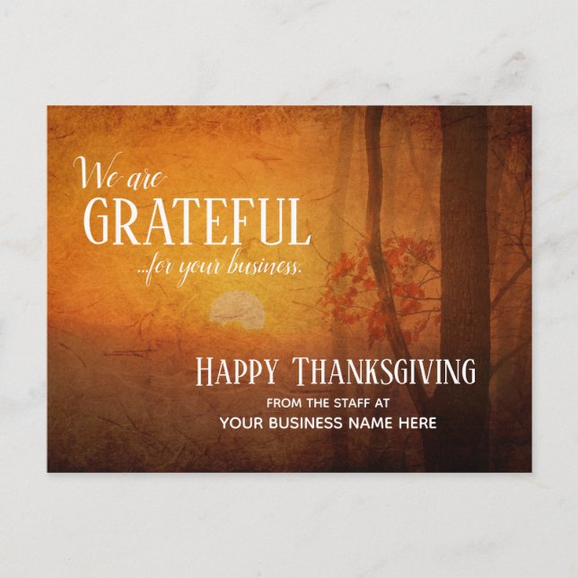 Cartes de remerciement d'affaires de Thanksgiving  (Devant)