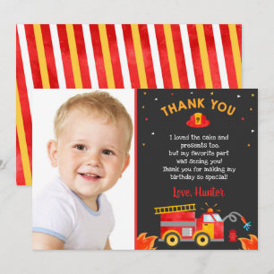 Cartes de remerciement d'anniversaire de camion de