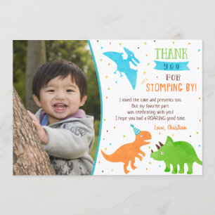 Cartes de remerciement d'anniversaire de dinosaure