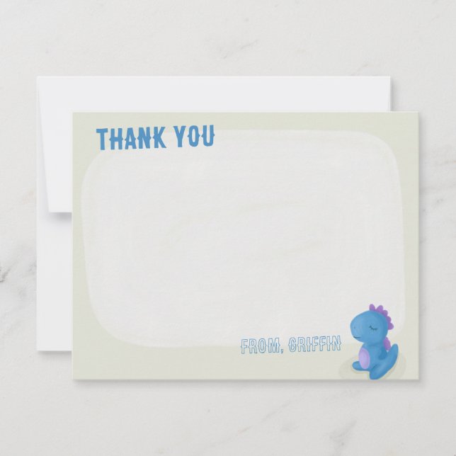 Cartes de remerciement d'anniversaire de dinosaure (Devant)