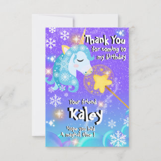 Cartes de remerciement d'anniversaire de licorne b