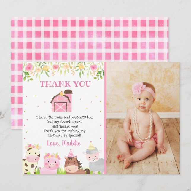 Cartes de remerciement d'anniversaire pour les ani (Devant / Derrière)
