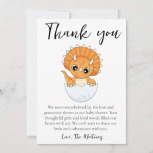 Cartes de remerciement de baby shower avec des mes