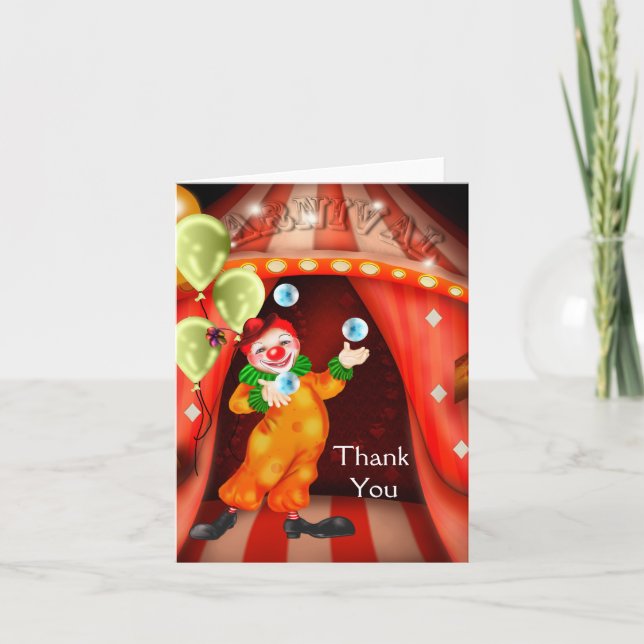 Cartes de remerciement de clown de cirque (Devant)