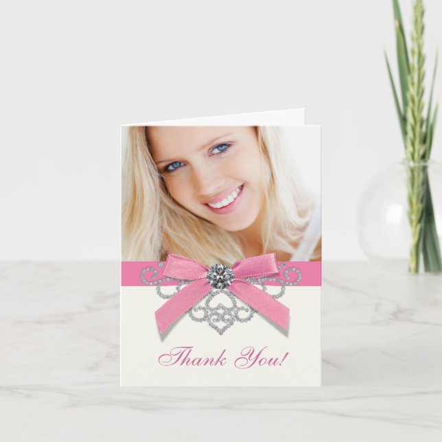 Cartes de remerciement de la photo rose Diamants b (Devant)