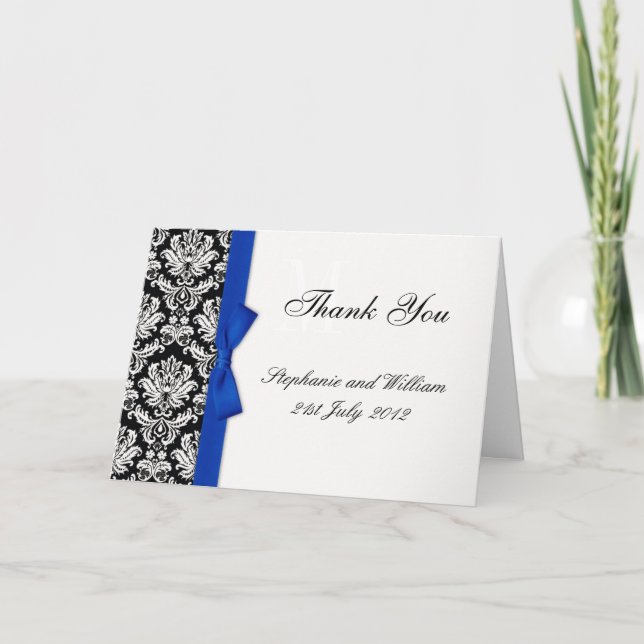 Cartes de remerciement de mariage à damas avec rub (Devant)