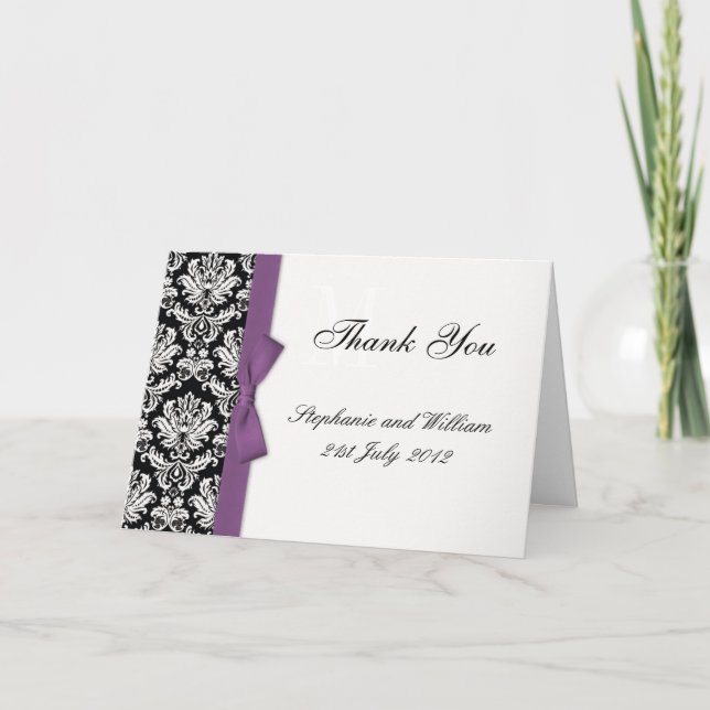 Cartes de remerciement de mariage à damas avec rub (Devant)