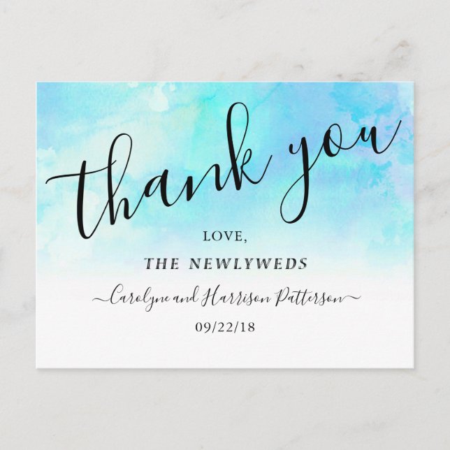 Cartes de remerciement de mariage à l'aquarelle Om (Devant)