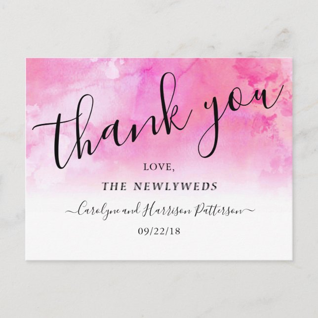 Cartes de remerciement de mariage à l'aquarelle Om (Devant)