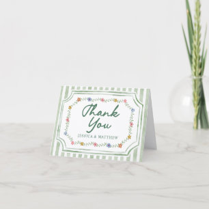 Cartes de remerciement de mariage à rayures vertes